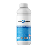 A bottle labeled "Direct Chems" containing 20% acetic acid (vinegar). The label includes safety information, usage instructions, and company details.
