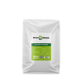 A package from Direct Chems features white labeling and contains hygroscopic calcium chloride flakes. The green label includes detailed product information along with a QR code. Suitable for industrial uses, the package is displayed against a plain white backdrop.